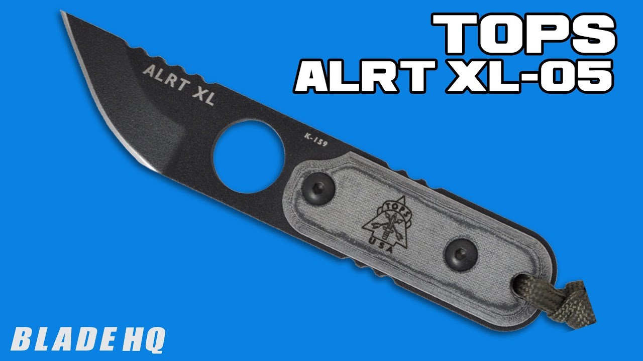 TOPS Knives ALRT XL05 Neck Knife w/ Micarta (2.75" Black Plain) ALRT XL05