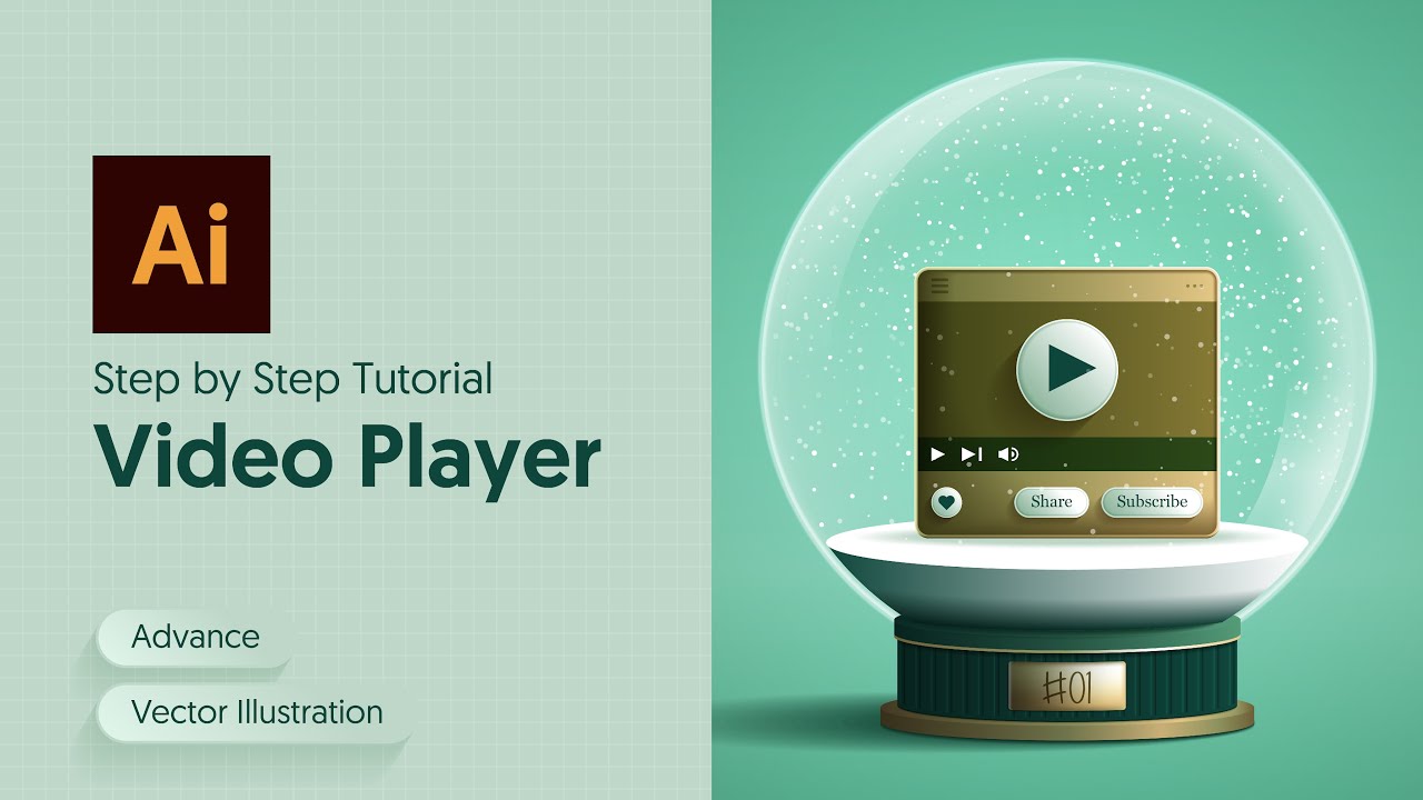 Step By Step Tutorial: Video Player (Vector Illustration)