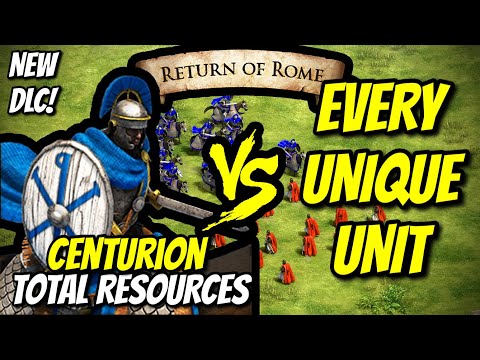 ELITE CENTURION (Return of Rome) vs EVERY UNIQUE UNIT (Total Resources) | AoE II: DE