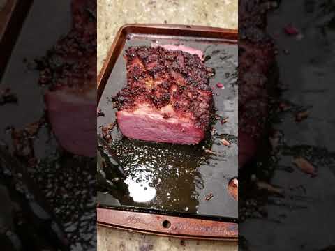Cut into a smoked corned beef