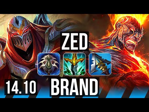 ZED vs BRAND (MID) | 62k DMG, 21/3/11, Legendary, 900+ games | EUW Master | 14.10