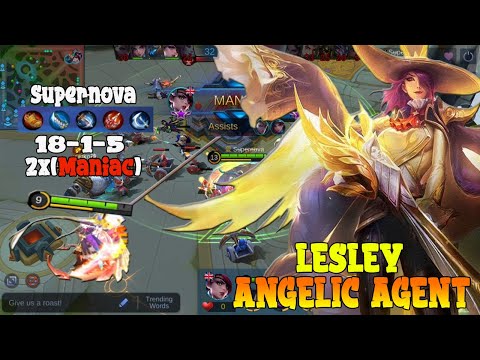 Lesley Legend Skin Double Maniac | Lesley Angelic Agent Gameplay by  S̶up̶er̶n̶ova | Mobile Legends