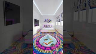 Galaxy Epoxy Floor With Hidden Aquarium Transformation! 22 #interiordesign #aquarium #shorts #viral