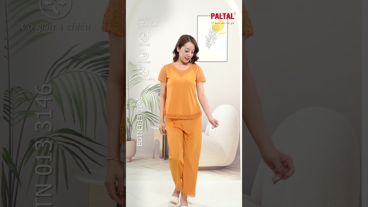 Set đồ bộ nữ kiểu quần dài tay ngắn chất thun lạnh siêu bền 013p 3068