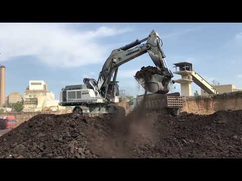 Liebherr 984 Excavator Loading Trucks With Coal - Sotiriadis Ate