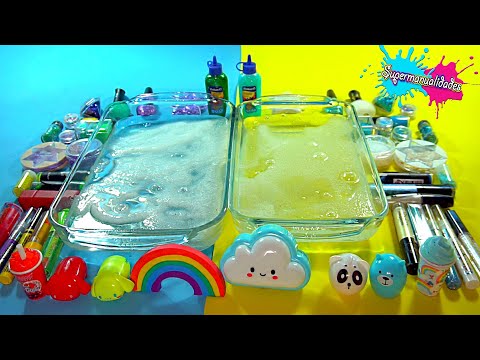 Mezclando Slime Arcoíris VS Nube - Supermanualidades