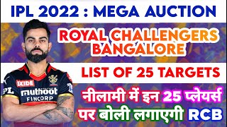 IPL 2022 - List Of 25 Target Players For RCB In Mega Auction 2022 | MY Cricket Production