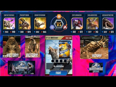 Four Cenozoic Battles in 'Its A Whiteout' | Jurassic World The Game  [Full HD]