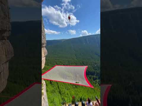 nsane Cliffside Blob Jump & Net Catch Stunt 😱