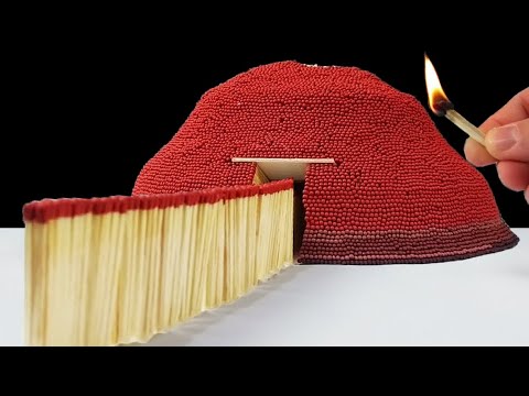 Match Chain Reaction VOLCANO ERUPTION Amazing Domino Effect