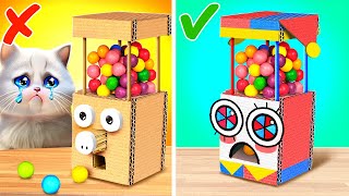 DIY Cardboard Candy Machine 🤩 *Rich VS Poor Digital Circus Gifts Ideas*