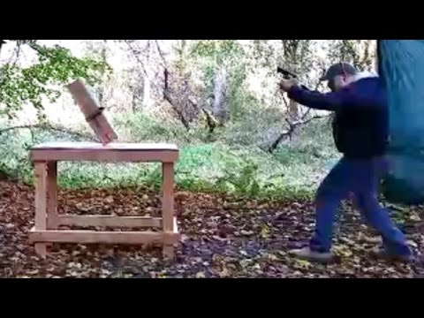 .380 ACP Vs .45 ACP - Wood 2"X 4" Penetration Test - HP & FMJ