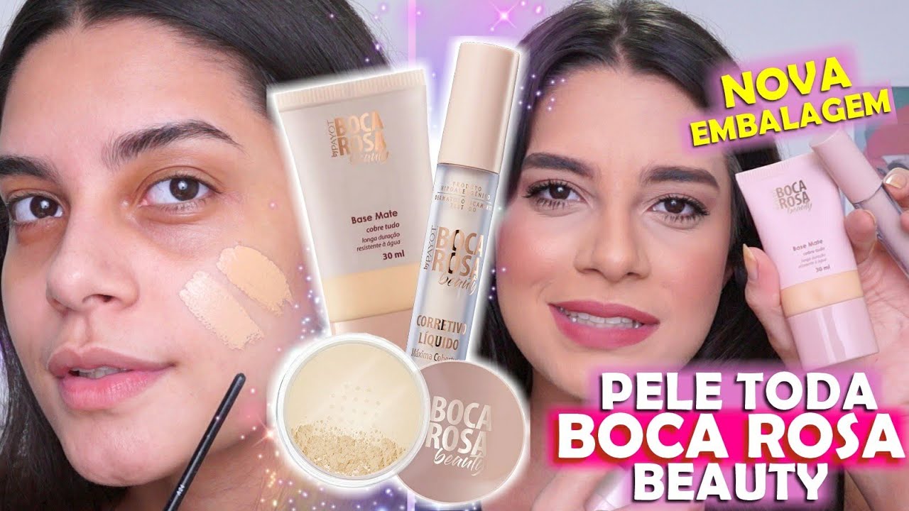 NOVAS EMBALAGENS DE BOCA ROSA BEAUTY - TESTEI A BASE, PÓ e CORRETIVO
