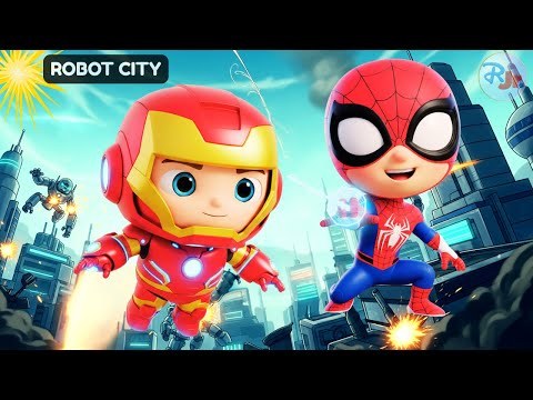 Superhero Rescue! 🦸‍♂️🤖 Can Iron Man & Spider-Man Save Robot City? 🌟
