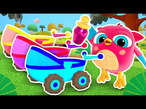 NEW baby cartoons for kids. Hop Hop the owl plays with toys for kids. Baby birds make friends.