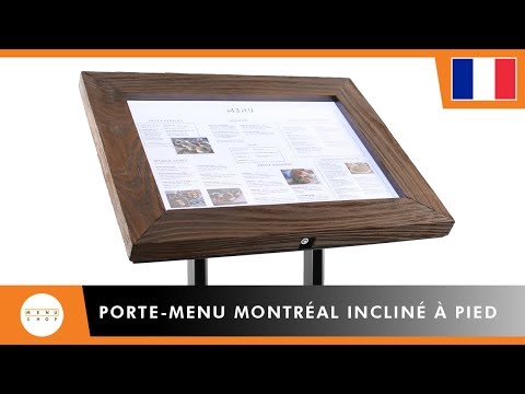 Porte-menu Montréal - incliné à pied en bois résistant - style rustique & montagne - intérieur/extérieur - LED ou sans LED - tailles A2 et A3_1