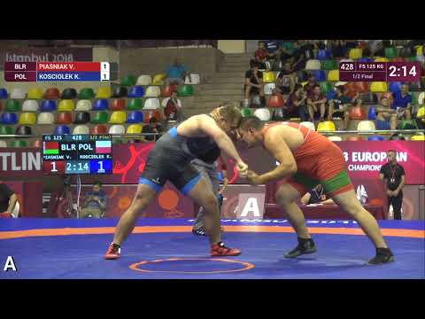 1/2 FS - 125 kg: V. PIASNIAK (BLR) v. K. KOSCIOLEK (POL)