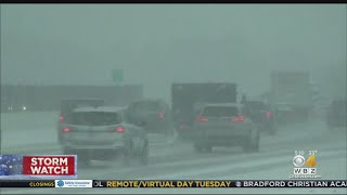 Road Conditions On Mass. Pike Deteriorate As Snow Increases In Natick