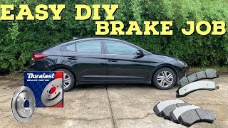 Replacing Brakes & Rotors -- Very Easy DIY Job -- Hyundai Elantra
