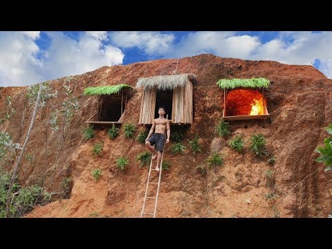 Build Undergroud Hut System On The Cliff To Avoid Wildlife Video