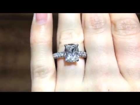 2.02cts Cushion Cut Diamond Pave Engagement Ring