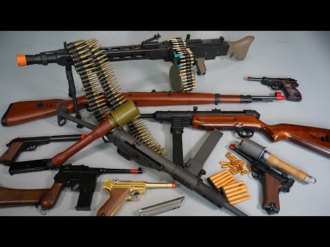 WW2 Toy Gun - German Army - MG42 Nerf Gun and Airsoft -Luger P08- MP40 - Kar98k- Toy Guns collection