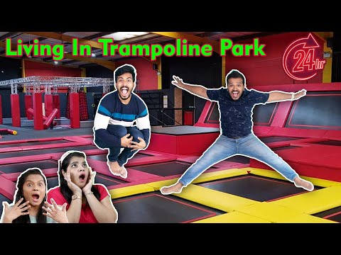24 HOUR OVERNIGHT IN TRAMPOLINE PARK | Yes We Did It | Hungry Birds