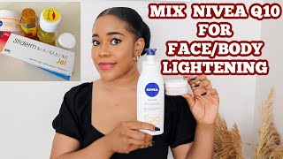 HOW TO SAFELY LIGHTEN SKIN WITH YOUR REGULAR FACE AND BODY CREAM/LOTION. Nivea Q10 Vitamin C