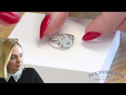 Antique Art Deco 1.55 Old European Cut Diamond Platinum Engagement Ring