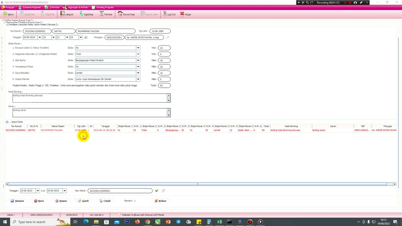 15. Cara mengisi penilaian lanjutan resiko jatuh di SIMRS