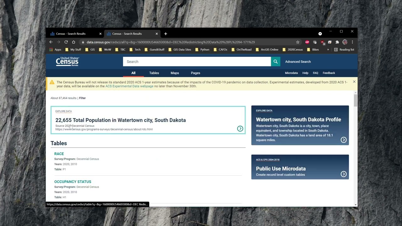 Using Census Website For Community Population