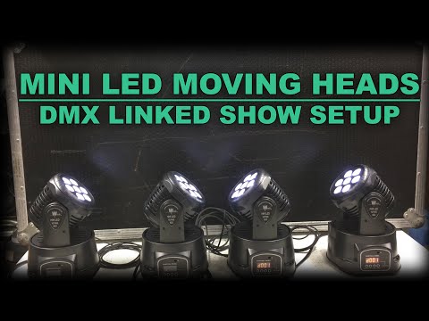 Setting Up Two / Four Linked DMX Mini LED Moving Head Wash Lights, Sound To Light & Other Show Modes