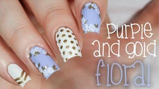 Purple and Gold Floral Nails | NailsByErin