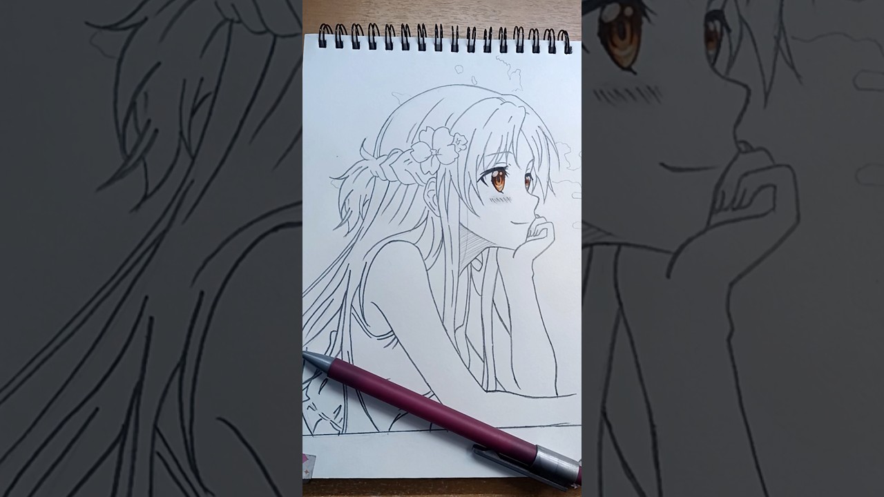 how to draw ASUNA YUUKI face ✨ #theswordartonline #asunayuuki #illustration #creativeart #howtodraw