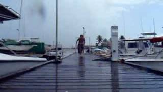 Andreas dives off the pier