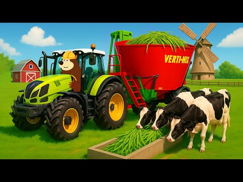 Farm Work: Tractor Delivers Hay for Dairy Cows 🐄🌾 | Tractor Trouble Real Farm Animation