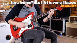 Video thumbnail for No Talking...Just Tones | Fender American Vintage II 1966 Jazzmaster | Rosewood - Dakota Red by Peach Guitars