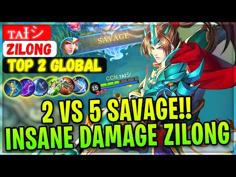2 VS 5 SAVAGE!! Insane Damage Comeback Zilong [ Top 2 Global Zilong ] ᴛᴀɪシ︎ - Mobile Legends Build