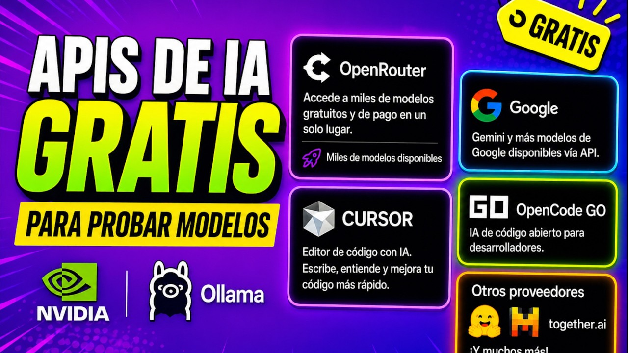 ⚡ APIs de LLM Gratis que Nadie Te Cuenta (Ideal para Cursor, Open Code y Proyectos Rápidos)