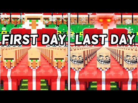 I Made 100 Villagers Simulate Christmas War Survival in Minecraft