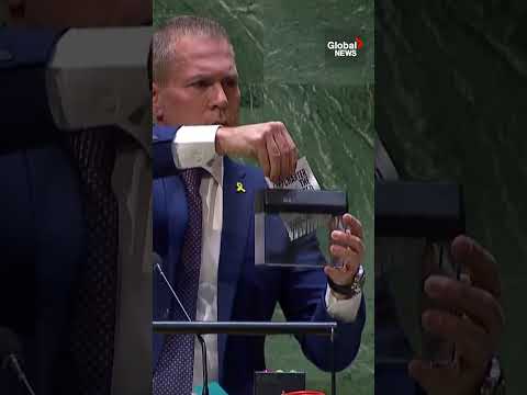 Israel’s UN ambassador shreds charter in protest against vote over Palestinian membership #unga