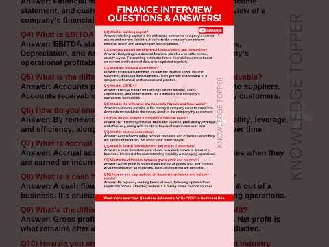 Finance Interview Questions and Answers | Finance Job Interview Questions and Answers