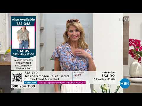 Jessica Simpson Kelsie Tiered ButtonFront Maxi Skirt