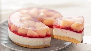 Download the video "桃のレアチーズケーキの作り方 No-Bake Peach Cheesecake＊Eggless & Without oven｜HidaMari Cooking"