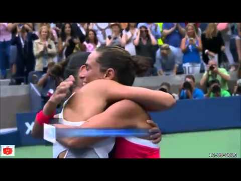 Tennis US Open 2015 Finale la Pennetta il punto della vittoria e l'abbraccio alla Vinci