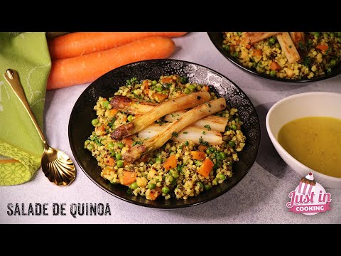Quinoa Salad with Peas, Carrots and Roasted Asparagus