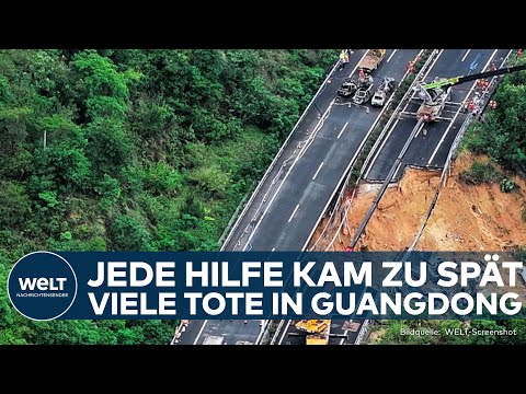 Video Thumbnail: CHINA: Einsturz einer Autobahn in Guangdong nach heftigen Regenfällen fordert viele Tote