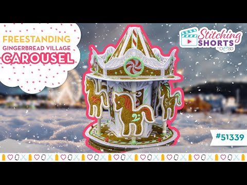 Gingerbread Village Freestanding Carousel - Christmas Machine Embroidery