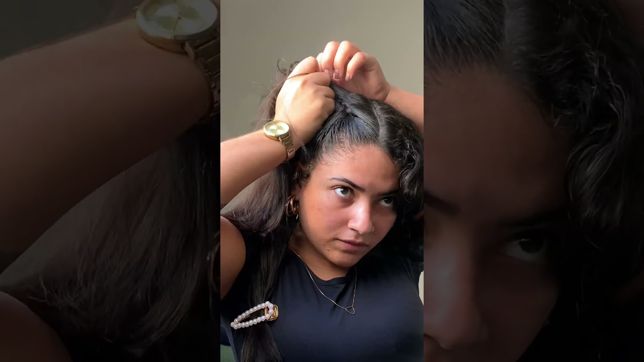 Hairstyle for a transitioning hair look: a fake braided updo. #hairstyles #hairtransition #textur...