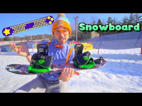 Blippi Learns How to Snowboard | Winter Outdoor Activities for Children